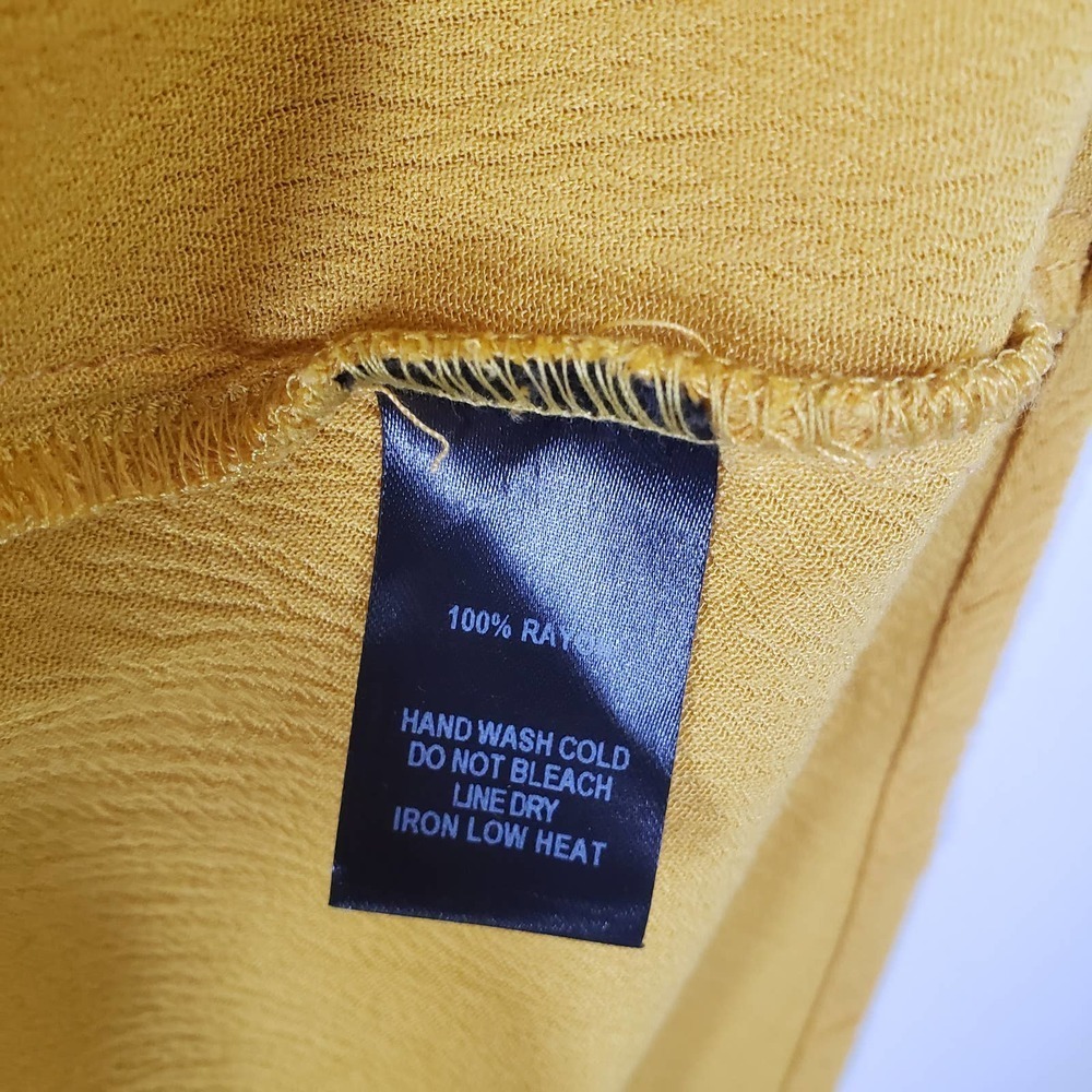 Lulus Much Obliged Mustard Yellow Crinkle Maxi Dress S Wrap Flutter Sleeve - Picture 13 of 13